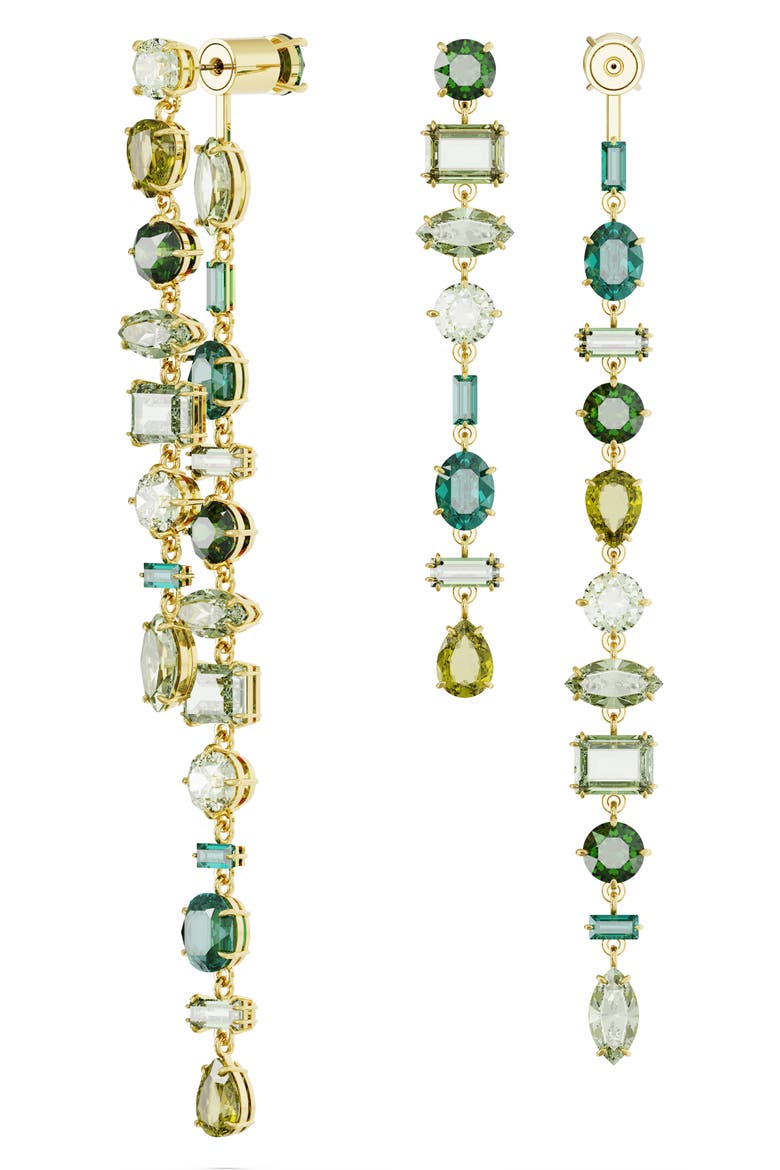 Gema Front/Back Asymmetric Crystal Drop Earrings, Alternate, color, GREEN