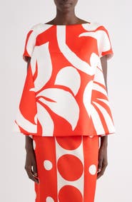 Dries Van Noten Cipa Giant Swirl Print Scuba Knit Trapeze Top