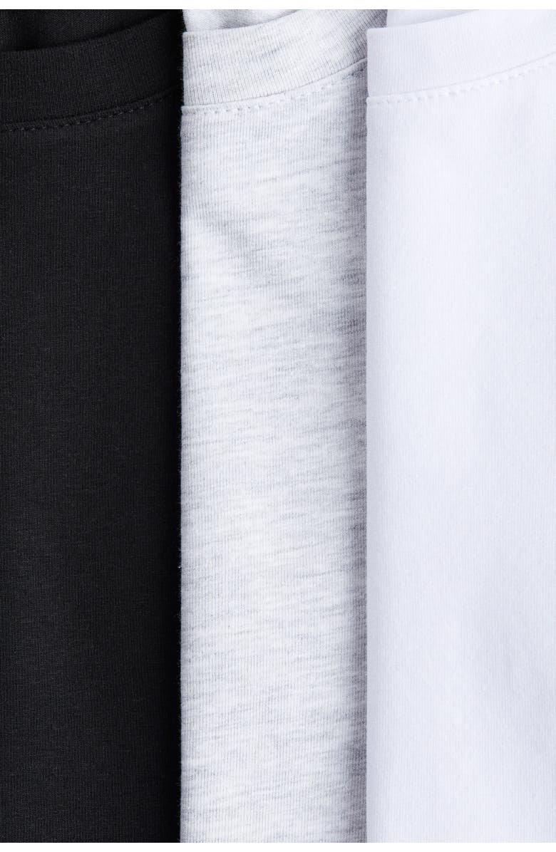 H&M 3-pack Cotton Tops, Alternate, color, Black/Gray Melange/White