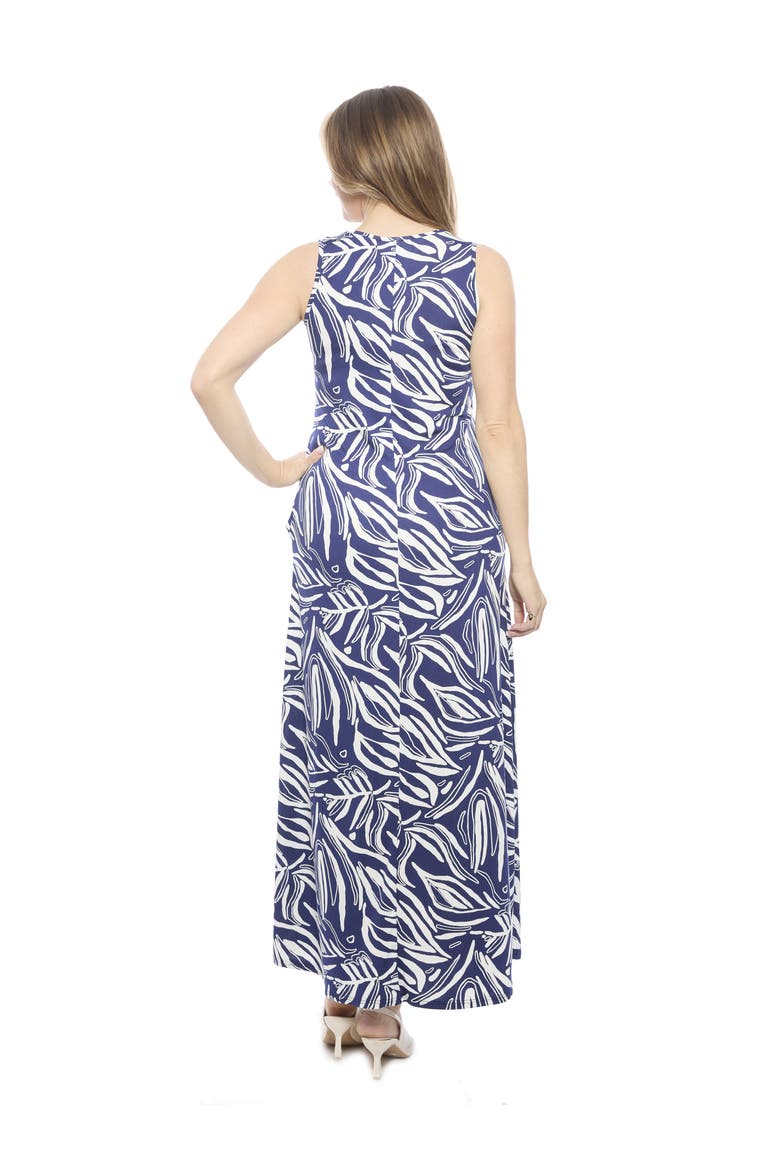 Womens Abstract Sleeveless Scoop Neck A-Line Pocket Maxi Dress, Alternate, color, Navy Multi
