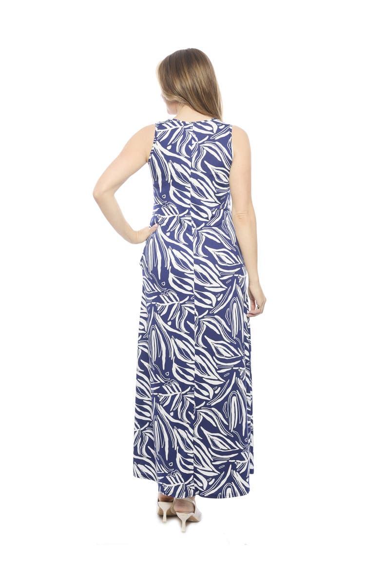 24seven Comfort Apparel Womens Abstract Sleeveless Scoop Neck A-Line Pocket Maxi Dress, Alternate, color, Navy Multi