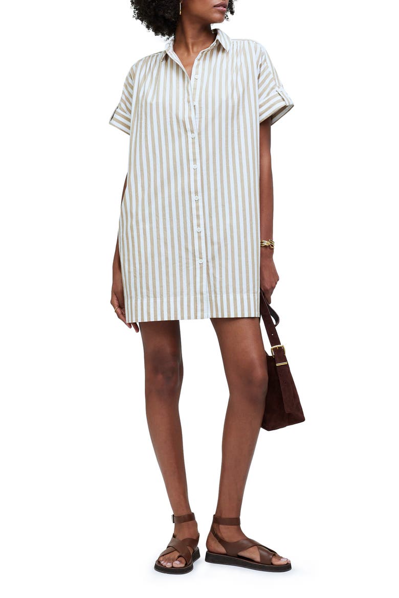 Collared Button Front Mini Shirtdress, Main, color, SEED KHAKI