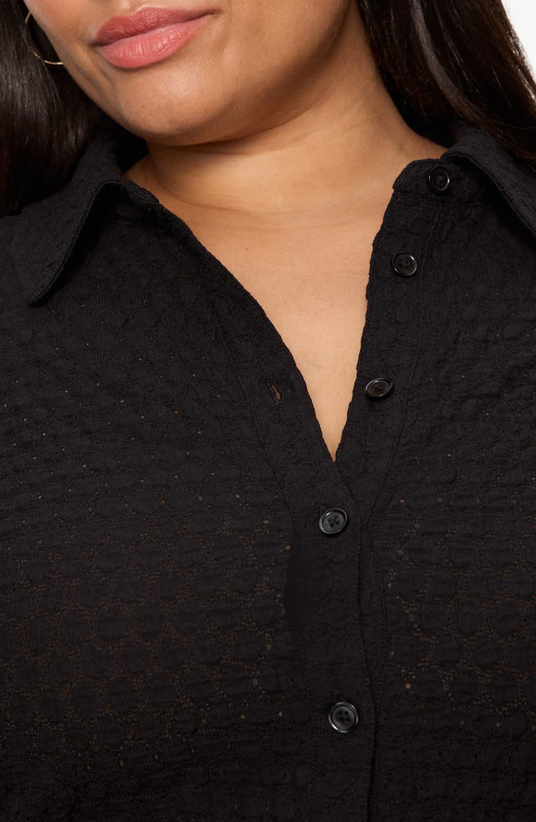 Sanctuary Dreamer Textured Bubble Knit Button-Up Shirt, Alternate, color, Black