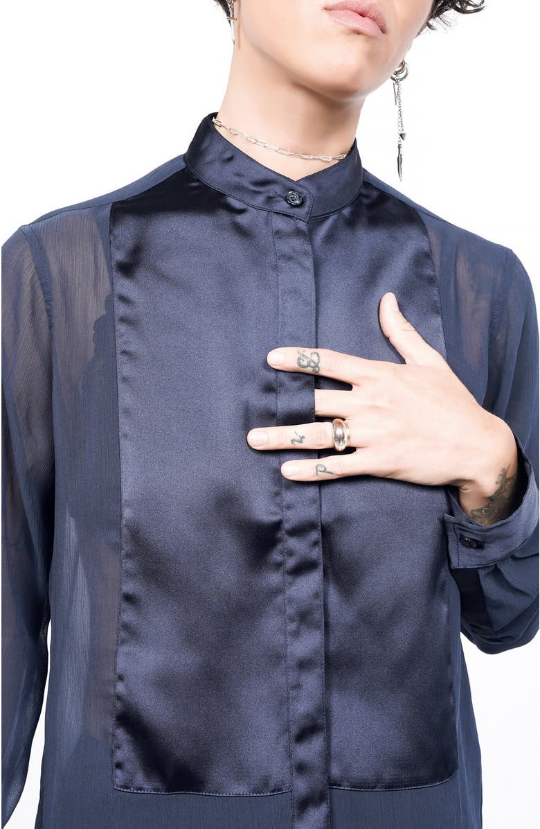 WILDFANG The Empower Sheer Long Sleeve Tuxedo Button Up, Alternate, color, 