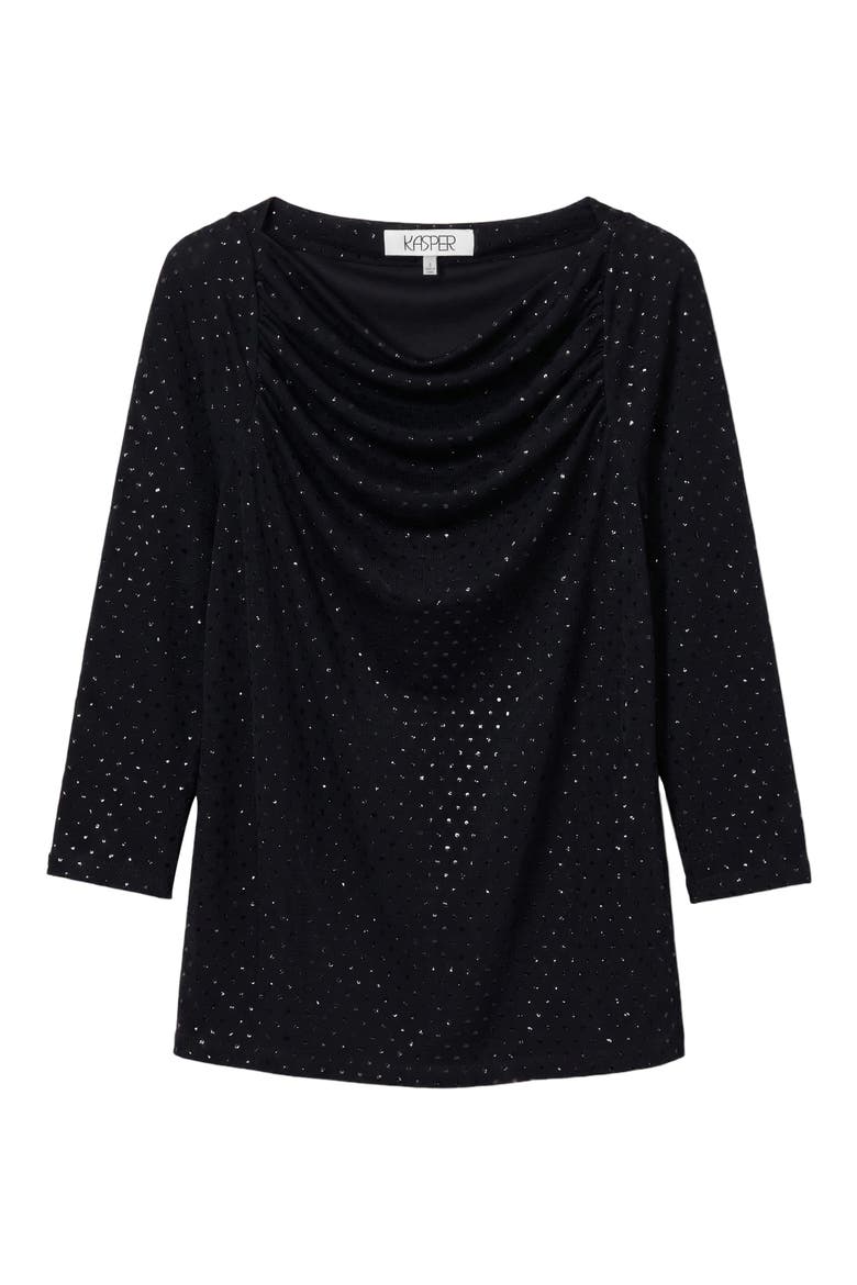 Sequin Cowl Neck Top, Alternate, color, BLACK/ GOLD