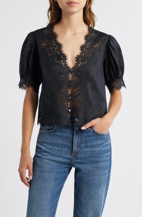 Idella Lace Trim Ramie Top
