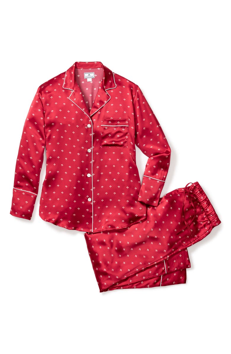 Petite Plume Bordeaux Mulberry Silk Pajamas, Alternate, color, 