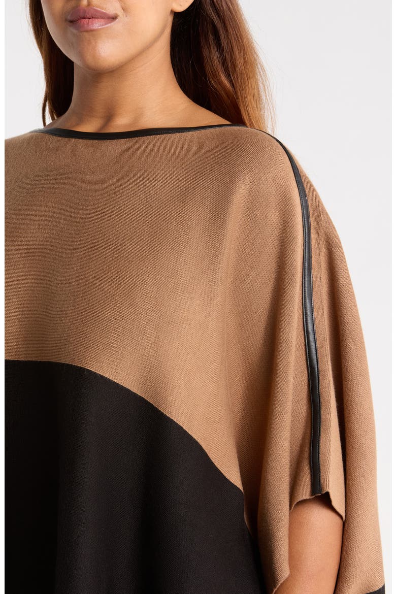Colorblock Sweater Cape, Alternate, color, ANNE BLACK/VICUNA