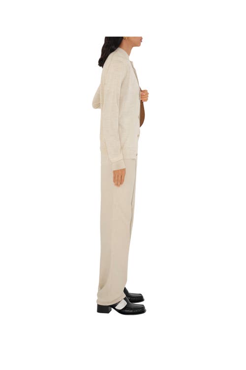 Burberry Long-sleeved Knitted Cardigan In Nutmeg