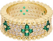 Juvell Floral Pavé Cubic Zirconia Band Ring