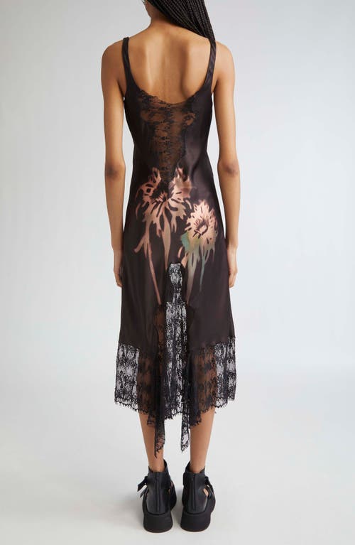 Collina Strada Stone Flower Drip Anemone Satin & Lace Tank Dress In Pink