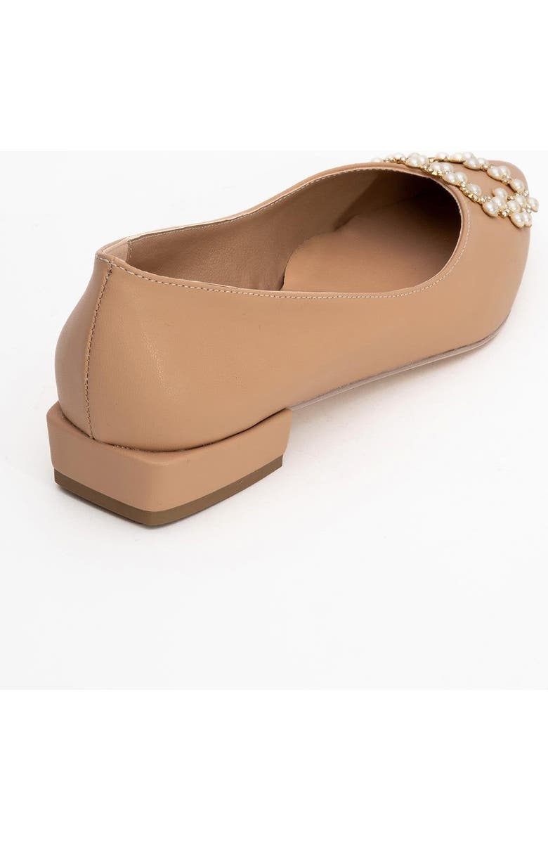 Prologue Shoes Ghent Pearl Embellished Ballet Flat, Alternate, color, Beige