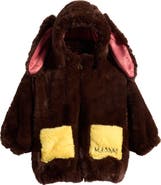 Mini Rodini Kids' Faux Fur Rabbit Ear Jacket