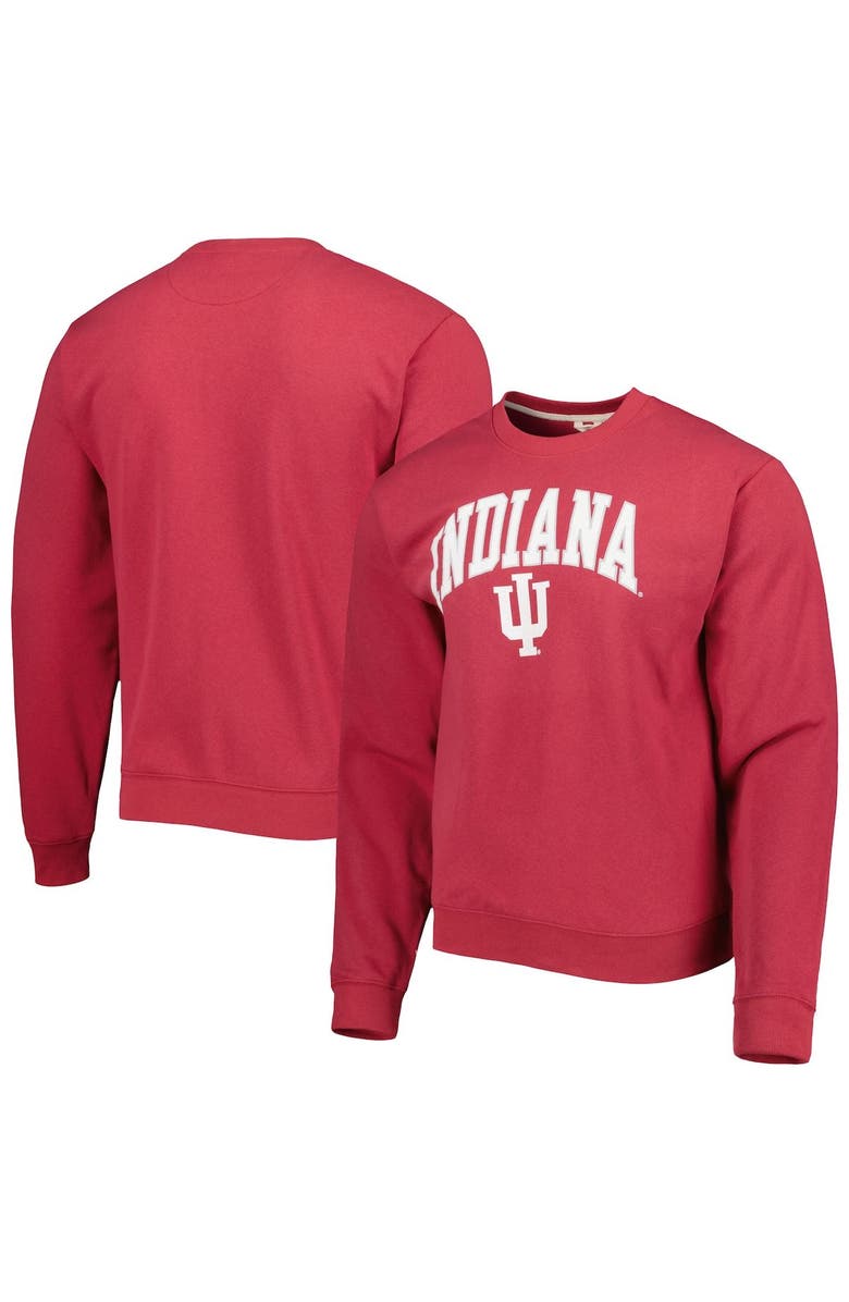 LEAGUE COLLEGIATE WEAR Men's League Collegiate Wear Crimson Indiana Hoosiers 1965 Arch Essential Lightweight Pullover Sweatshirt, Main, color,