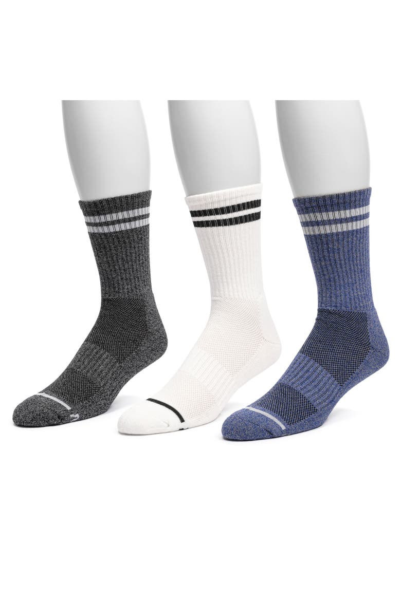 Men's 3 Pair Pack Sporty Crew Cotton Socks, Alternate, color, Blue/Black