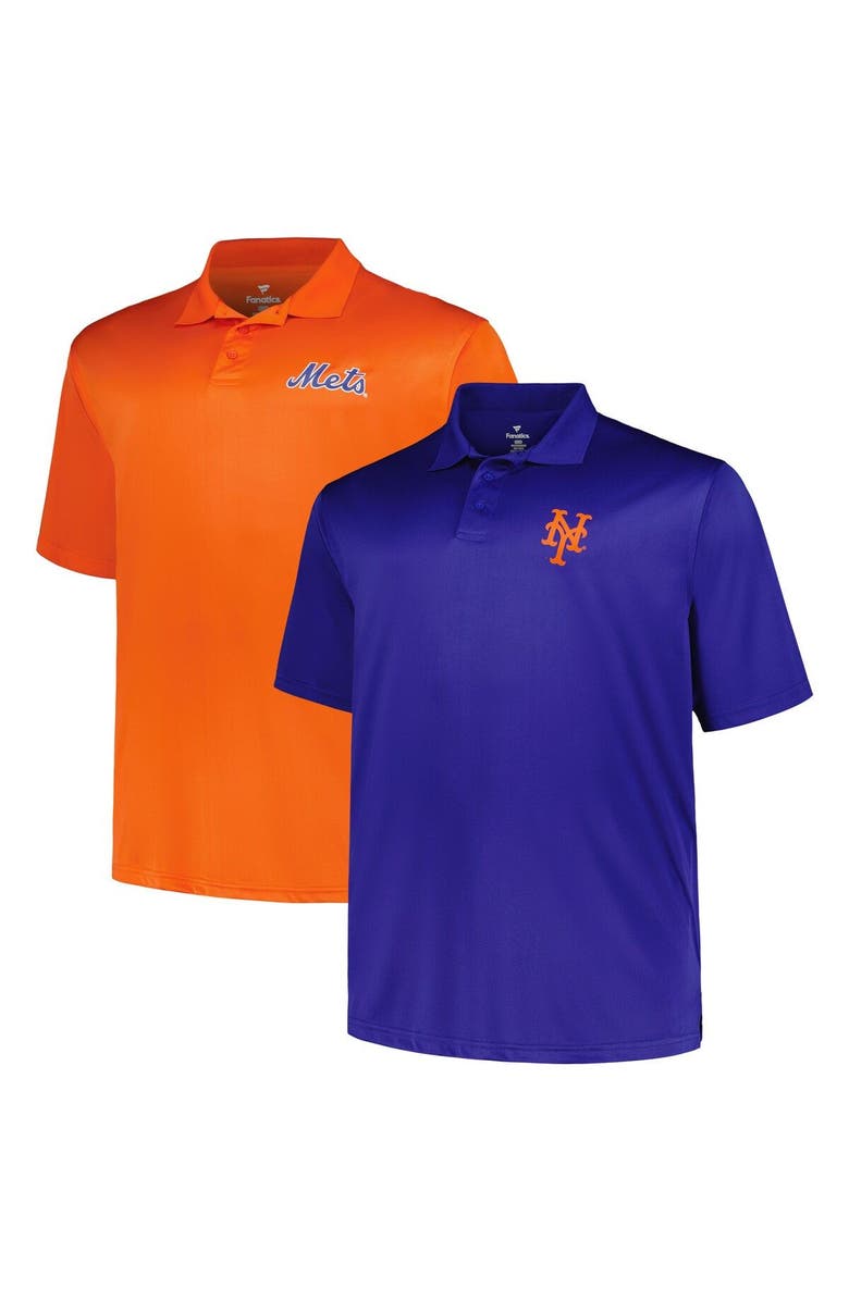 PROFILE Men's Profile Royal/Orange New York Mets Big & Tall Two-Pack Solid Polo Set, Main, color, 