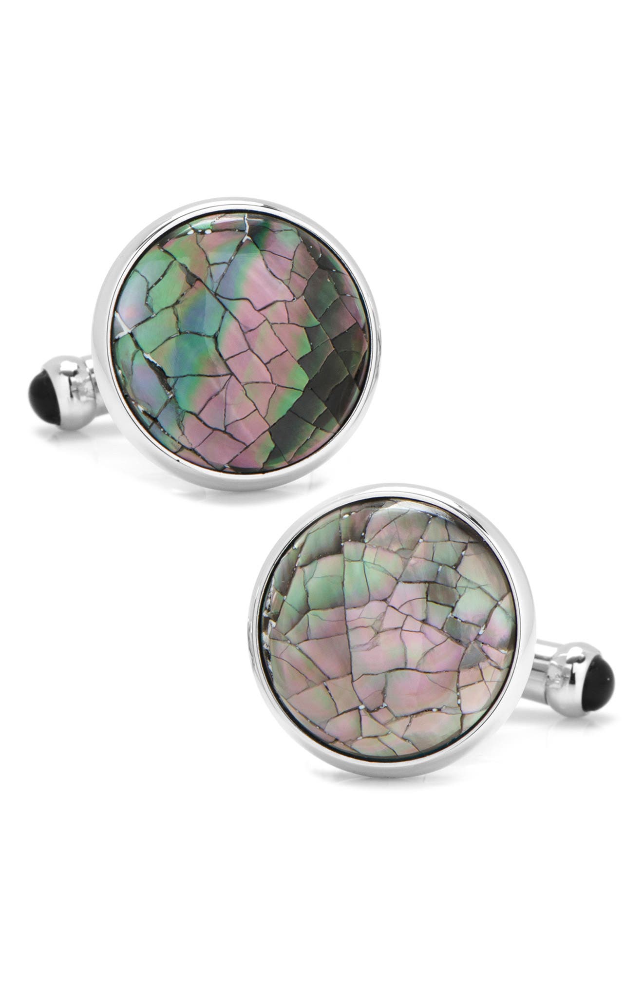 Cufflinks, Inc. Mosaic Smoke Mother-of-Pearl Cuff Links in Silver 
