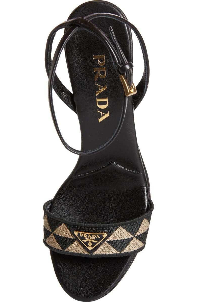 Prada Triangle Jacquard Slide Sandal, Alternate, color, Black/ Beige