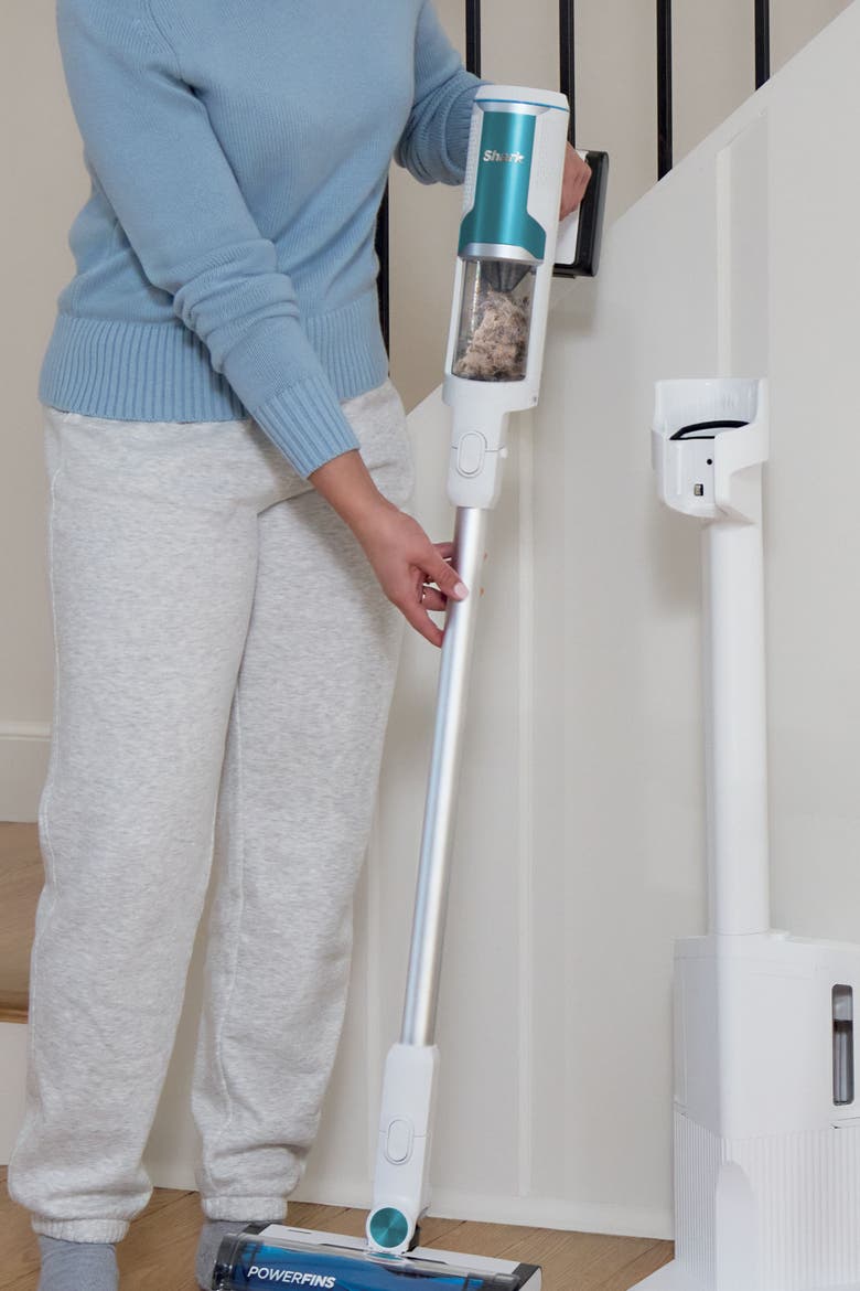 Clean and Empty Cordless Stick Vacuum Auto-Empty System, Alternate, color, Rotator White + Peacock Blue