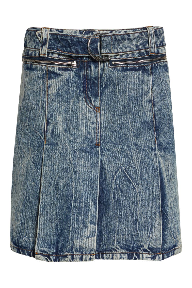 Denim Car Wash Pleated Skirt, Alternate, color, BLUE
