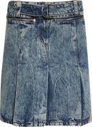 Vaquera Denim Car Wash Pleated Skirt