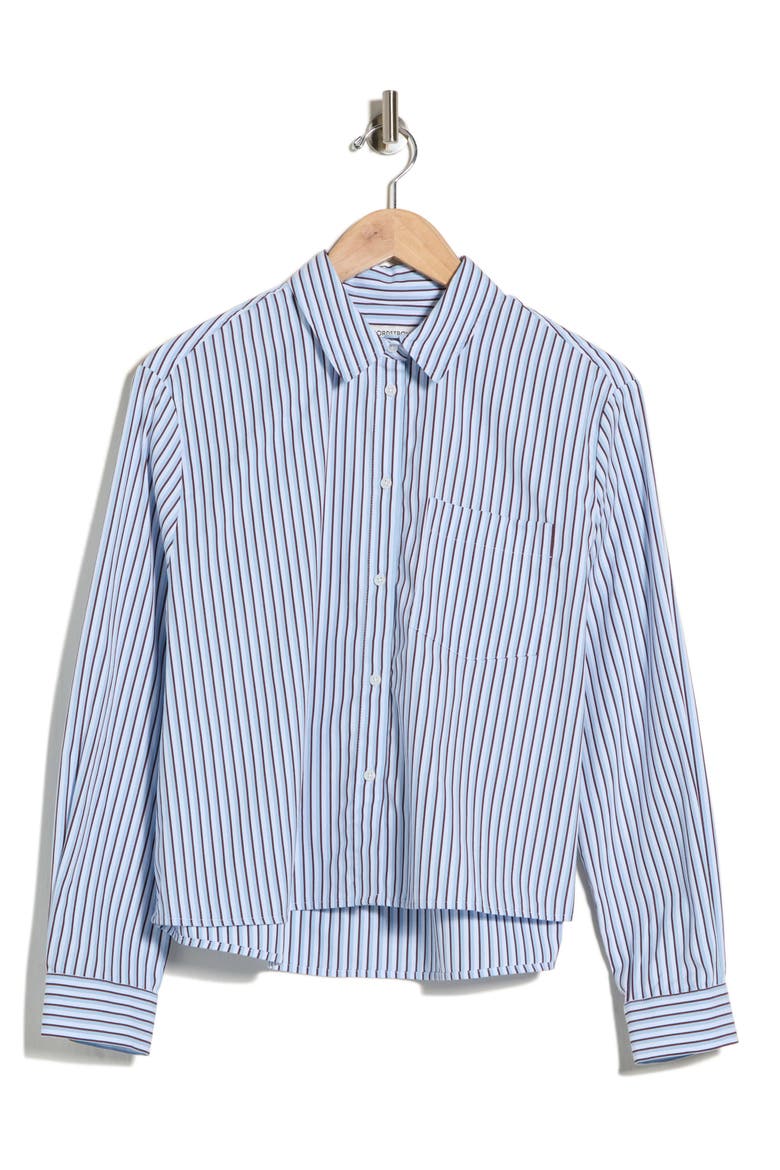 Striped Cotton Poplin Button-Up Shirt, Alternate, color, WHITE- BLUE TWIN STRIPE