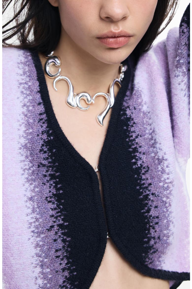 Absract Print Crop Cardigan, Alternate, color, PURPLE MULTI