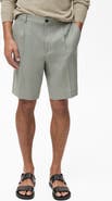 MANGO Pleated Linen Bermuda Shorts