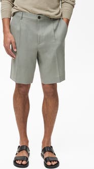 MANGO Pleated Linen Bermuda Shorts
