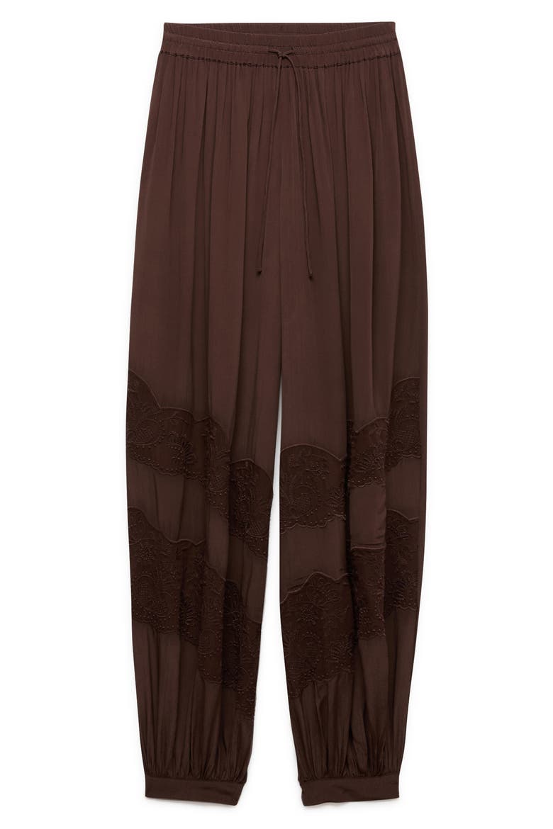 Lace Balloon Tie Waist Pants, Main, color, DARK MOLE BROWN
