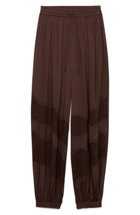 Lace Balloon Tie Waist Pants
