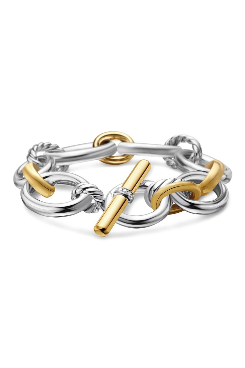 Mercer­™ 18K Gold & Sterling Silver Chain Bracelet with Pavé Diamonds, Main, color, STERLING SILVER/18KY GOLD