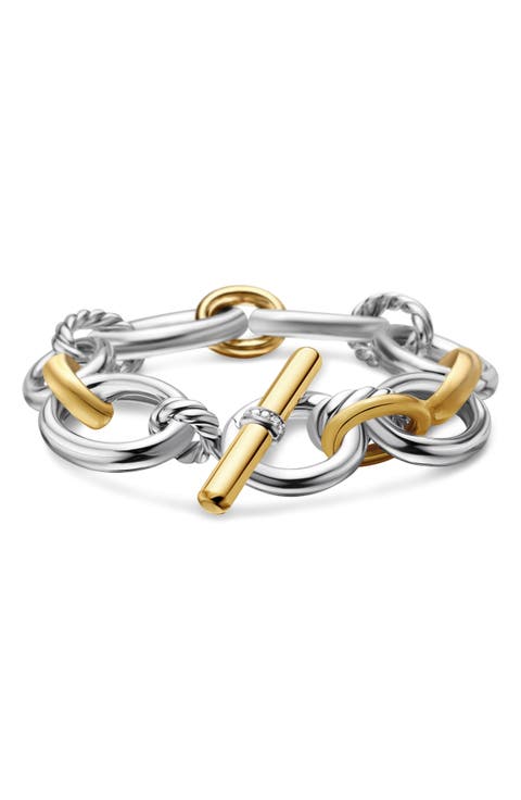 Mercer­™ 18K Gold & Sterling Silver Chain Bracelet with Pavé Diamonds