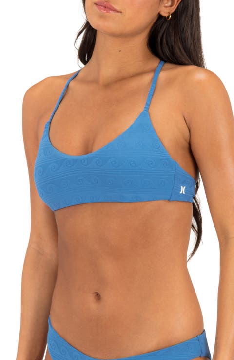 Wave Jacquard Stripe Bikini Top