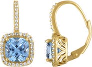 FZN 14K Gold Over Silver Gemstone And Diamond Leverback Earrings