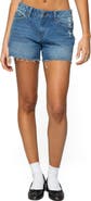 EDIKTED Scottie Raw Hem Low Rise Denim Shorts