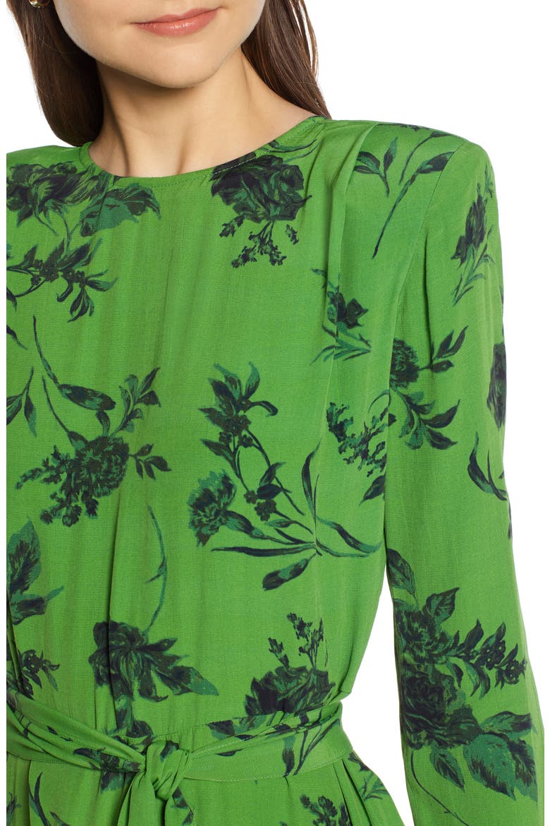 Belted Midi Dress (Nordstrom Exclusive), Alternate, color, GREEN ENERGY TONAL FLORAL