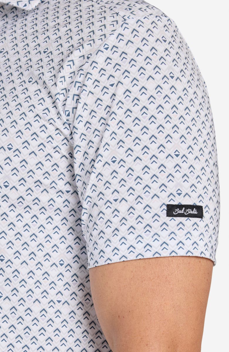 Bad Birdie Core Geo Print Performance Polo, Alternate, color, Geo Frost - White