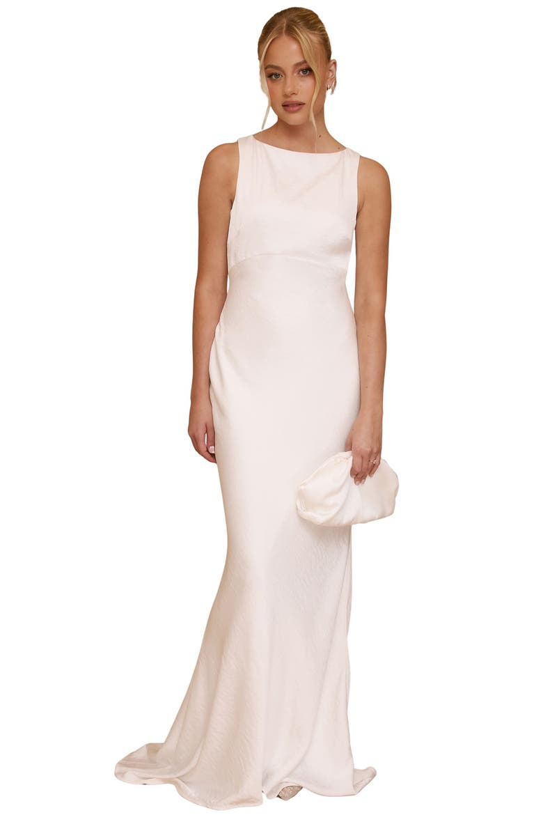 Clarise Organza Open Back Maxi Dress, Main, color, Ivory