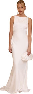 Six Stories Clarise Organza Open Back Maxi Dress