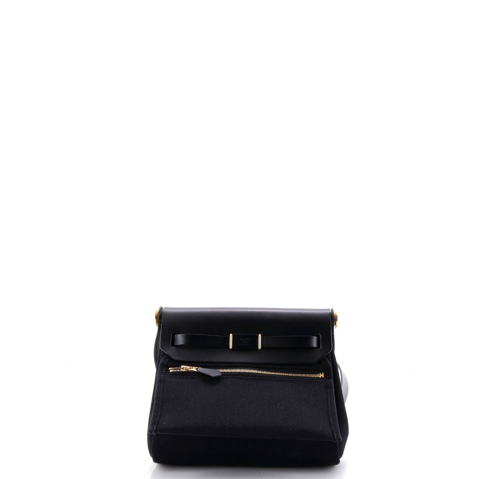 Pre-Owned Hermes Herbag Zip Toile and Leather 20, Alternate, color, Noir