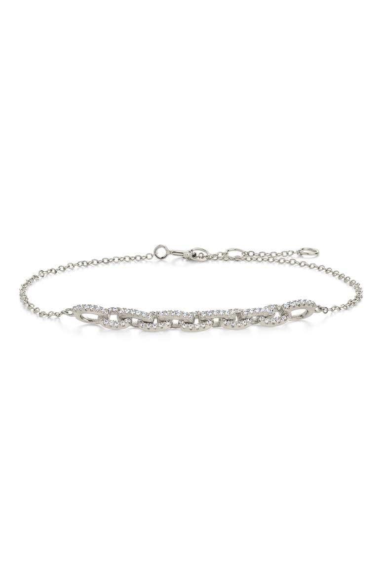 Harper Pavé Cubic Zirconia Link Bracelet, Main, color, SILVER