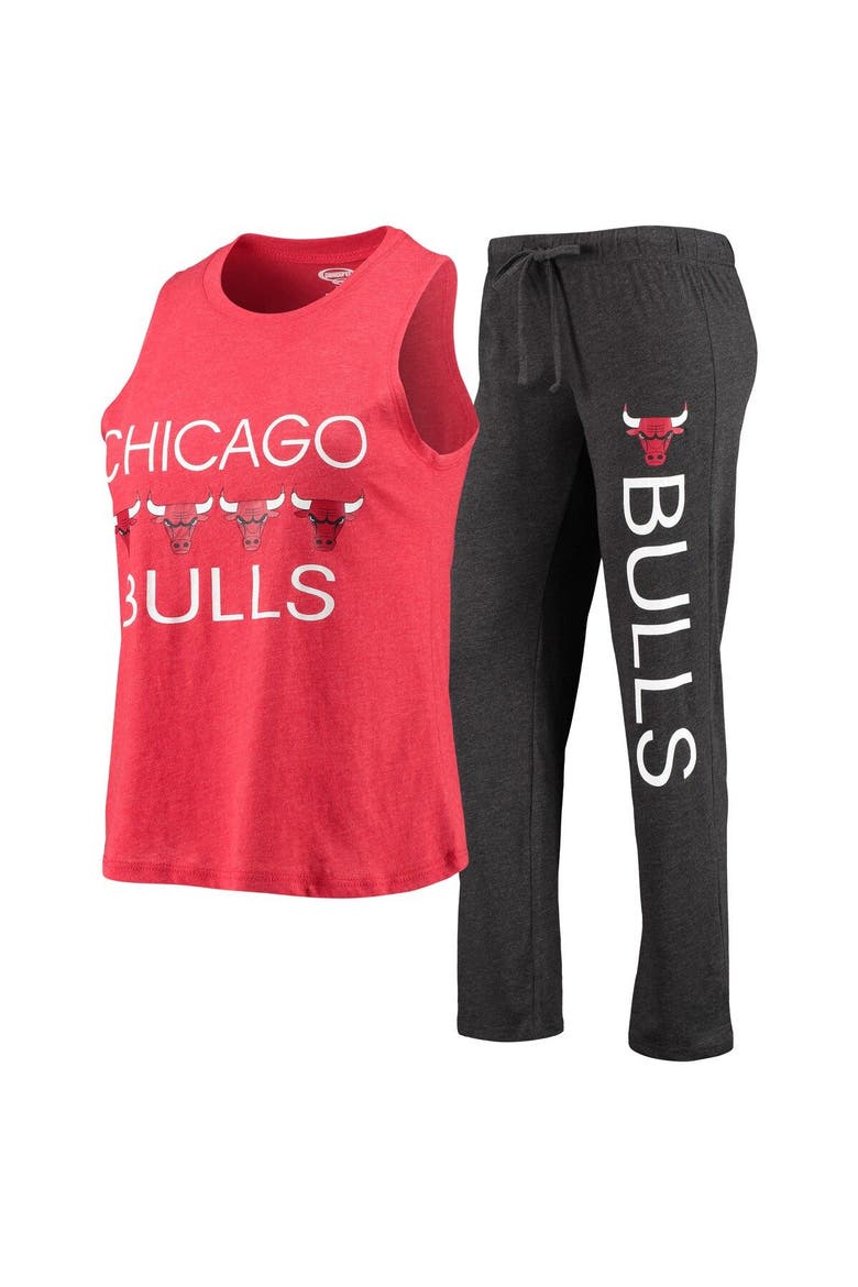 Women's Concepts Sport Heathered Red/Heathered Black Chicago Bulls Tank Top & Pants Sleep Set, Main, color, Heather Red