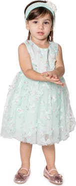 Popatu Kids' 3D Butterfly Appliqué Tulle Dress