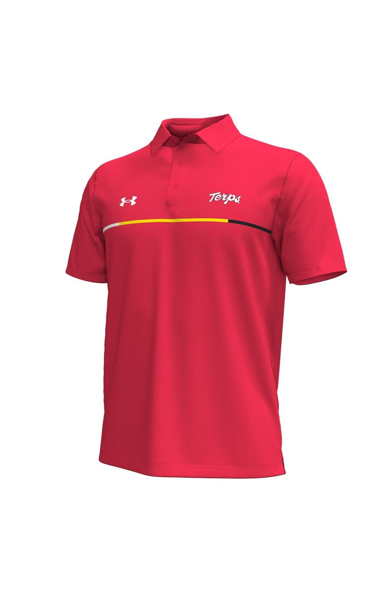 Under Armour Men's Under Armour Red Maryland Terrapins Playoff Chest Stripe Performance Polo, Alternate, color, Red