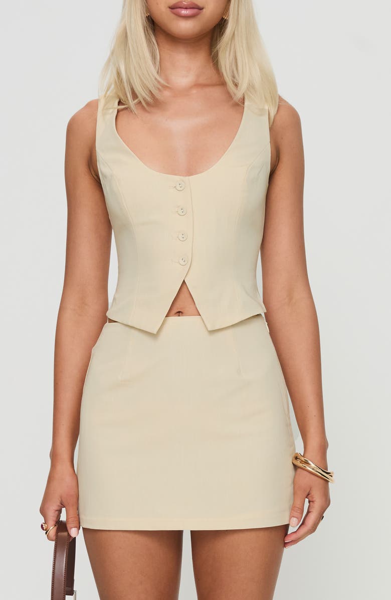 Princess Polly Hikaru Tank & Miniskirt Set, Main, color, Cream