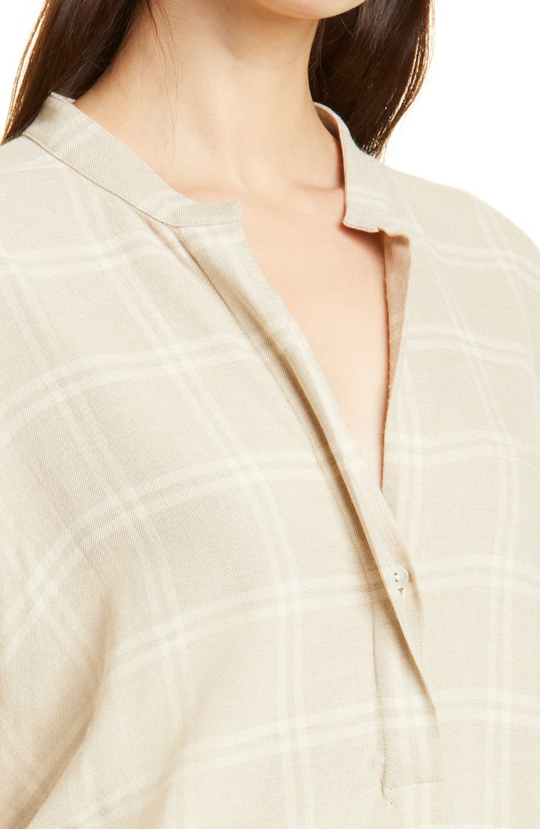 Vince Shadow Plaid Top, Alternate, color, Oatmeal