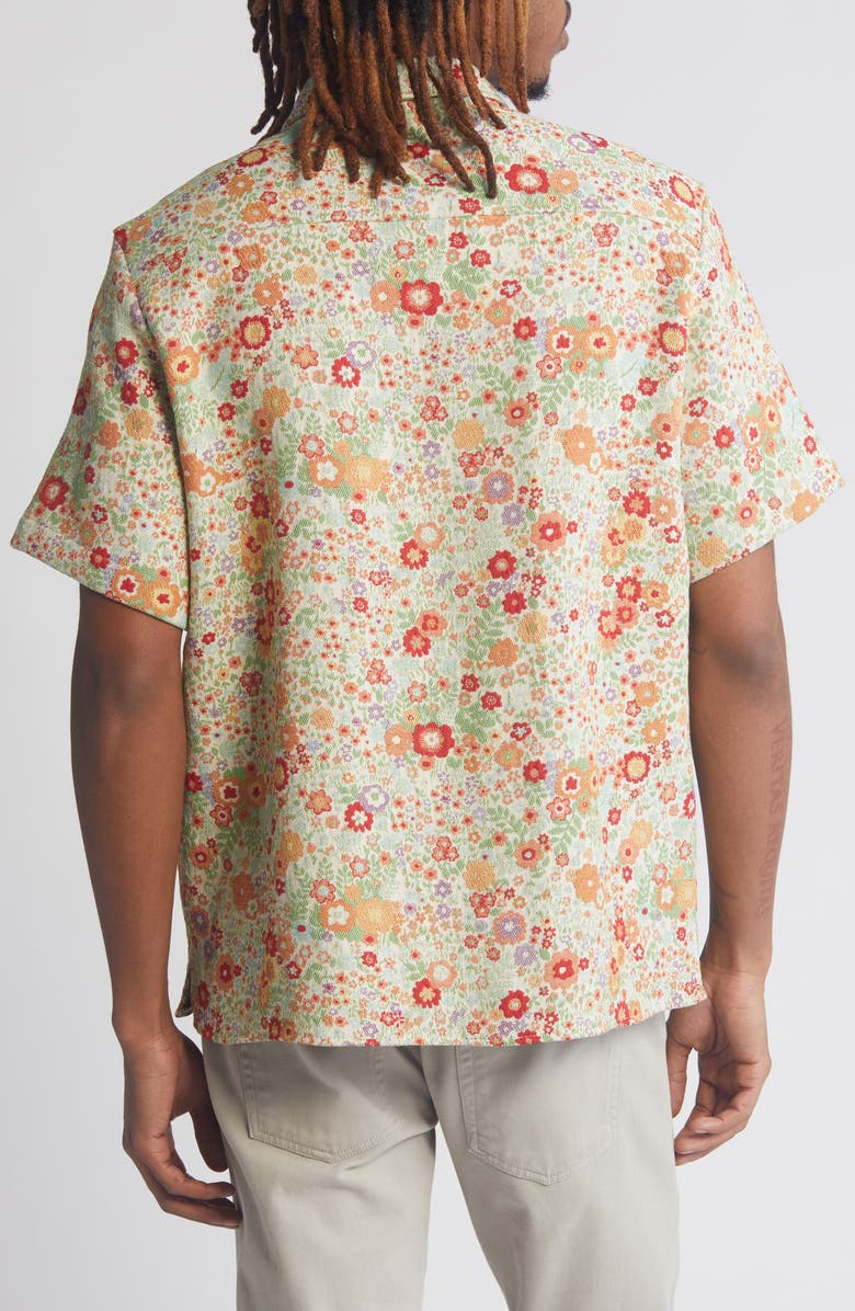 Percival Clerk Floral Jacquard Short Sleeve Cotton Button-Up Shirt, Alternate, color,