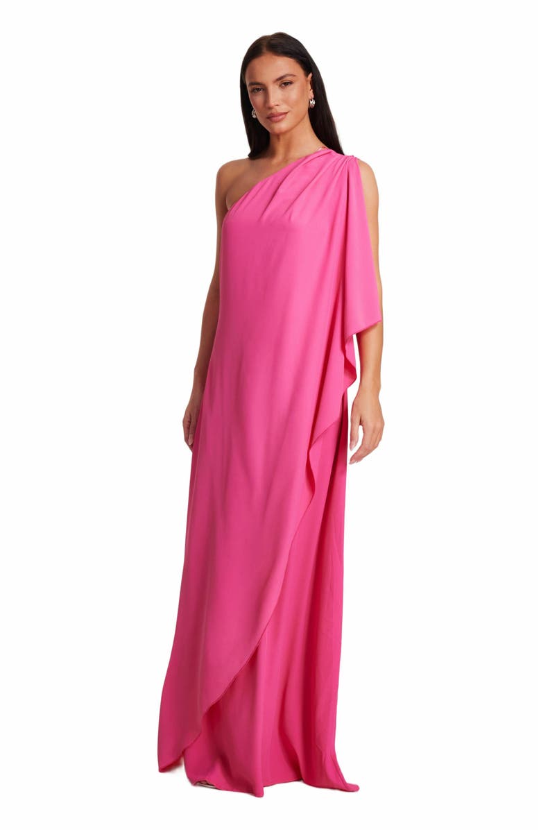 QUIZ One Shoulder Frill Detail Crepe Maxi Dress, Main, color,