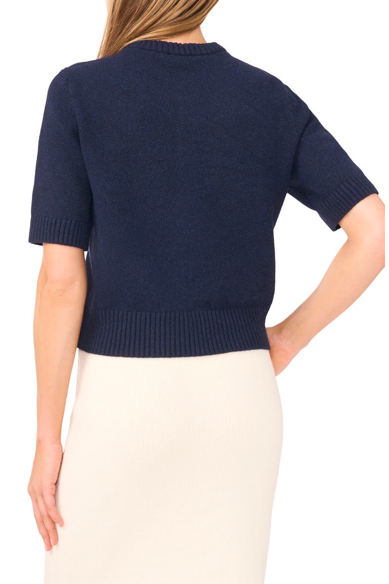 Short Sleeve Sweater, Alternate, color, HEATHER NAVY